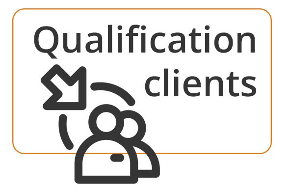 cadre avec pictogramme et texte "Qualification clients"