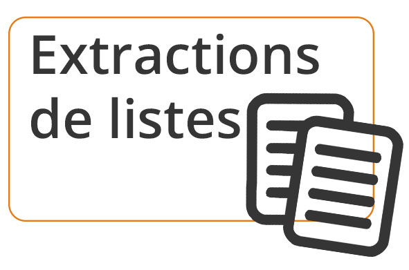cadre avec pictogramme et texte "Extraction de listes"