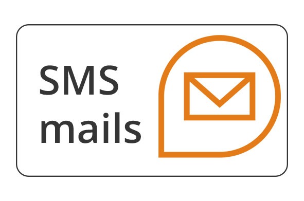 cadre avec pictogramme et texte "SMS mails"